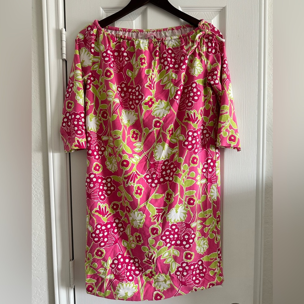 Lilly Pulitzer Women's 3/4 Sleeve Knee Length Floral Shift Dress, Size Small